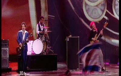 Izabo performing at the Eurovision contest in Baku (photo credit: screen capture/IBA)