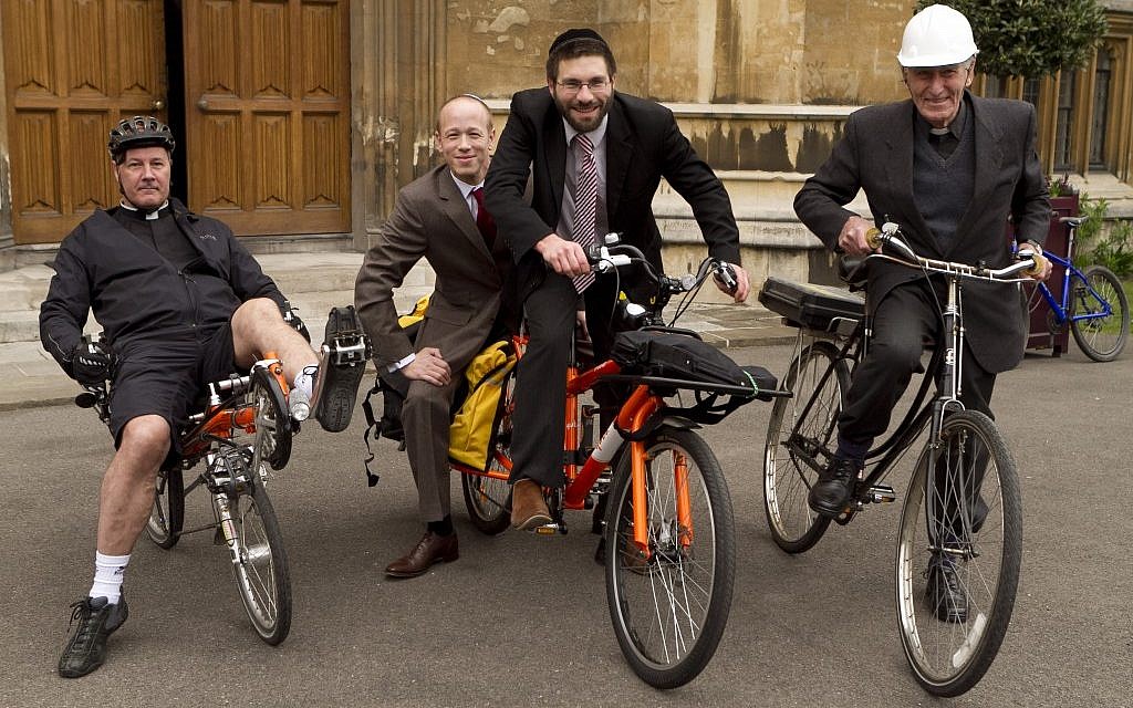Organizer Michael Leventhal (left) with Rabbi Natan Levy and members of the Church of England support the Rabbi Relay launch. (photo credit: Courtesy) Organizer Michael Leventhal (left) with Rabbi Natan Levy and members of the Church of England support the Rabbi Relay launch. (photo credit: Courtesy)