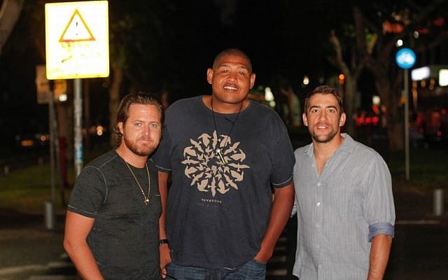 Stars of the hit series CSI:NY and CSI:Miami arrive in Israel as guests of the Israel Tourism Ministry. From left to right: AJ Buckley, Omar Benson Miller, and Jonathan Togo. Credit Nir Keidar (photo credit: Tourism Ministry/Flash 90)