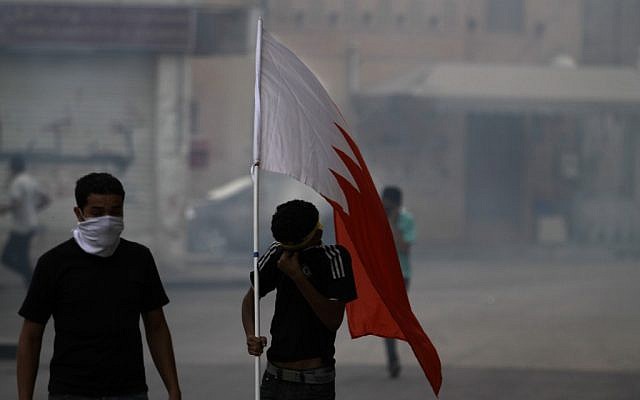 Bahraini anti-government protesters during clashes in Bahrain in 2012 (photo credit: AP/Hasan Jamali)