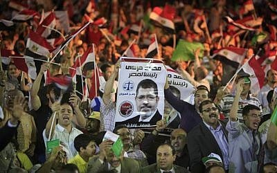 Egyptian supporters of Mohammed Morsi, Muslim Brotherhood's presidential candidate (photo credit: Amr Nabil/AP)