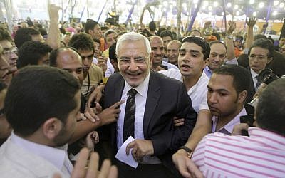 Egyptian presidential candidate Abd Al-Munim Abu-Fattouh in Cairo (photo credit: AP/Amr Nabil)