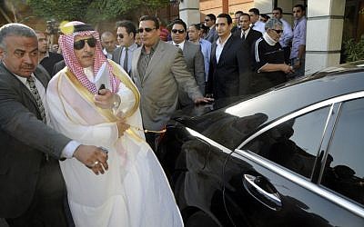 Saudi ambassador to Egypt, Ahmed Kattan upon return to Cairo on May 5, 2012. (photo credit: AP Photo/Ahmed Hammad)