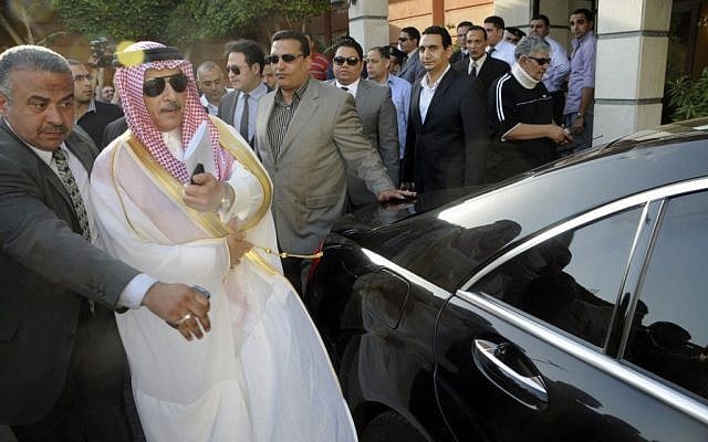 Saudi ambassador to Egypt, Ahmed Kattan upon return to Cairo on May 5, 2012. (photo credit: AP Photo/Ahmed Hammad)