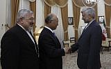 IAEA chief Yukiya Amano, center, meets with Iran's top nuclear negotiator Saeed Jalili, right, and Iran's chief delegate to the IAEA, Ali Asghar Soltanieh, in Tehran last May (photo credit: AP/IRNA/Adel Pazzyar)