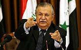 Iraqi President Jalal Talabani (photo credit: AP Photo/ Hadi Mizban)