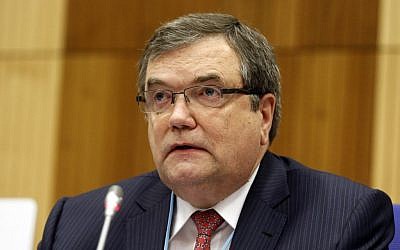Nuclear talks facilitator Jaako Laajava of Finland speaking on Tuesday. (photo credit: AP/Ronald Zak)