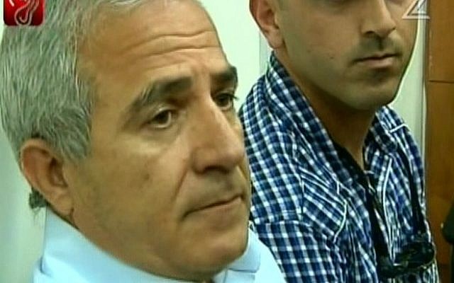 Kiryat Malachi Mayor Motti Malka in court on Wednesday. (screen capture: Channel 2)