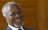 The UN and Arab League envoy to Syria, Kofi Annan, before a meeting at the European headquarters of the United Nations, in Geneva, Switzerland, on Tuesday (photo credit: Salvatore Di Nolfi/AP/Keystone)