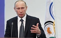 Russian President Vladimir Putin speaking in Moscow in April (photo credit: AP/Misha Japaridze, File)