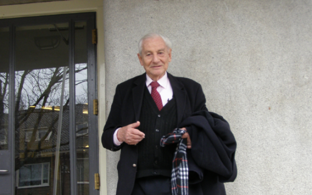 Justice Gabriel Bach, the prosecutor in the Adolf Eichmann trial, in front of the Vossius Gymnasium in Amsterdam. (photo credit: JTA/Cnaan Liphshiz) Justice Gabriel Bach, the prosecutor in the Adolf Eichmann trial, in front of the Vossius Gymnasium in Amsterdam. (photo credit: JTA/Cnaan Liphshiz)
