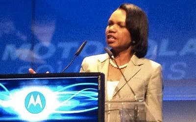 Former US Secretary of State Condoleezza Rice speaking in Israel (Courtesy)