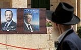 French nationals residing in Israel stand in line as they wait to vote in the French presidential election in May, at a polling station in Jerusalem (photo credit: Yonatan Sindel /Flash90)