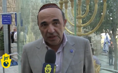 Vadim Rabinovitch at the ceremony naming a square in his honor in April 2012. (photo credit: screen grab from YouTube)