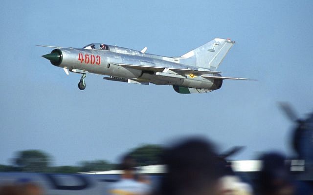 A MiG-21 fighter plane. (photo credit/CC-BY Armchair Aviator, Flickr)