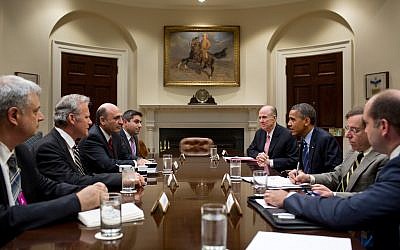 Deputy Prime Minister Shaul Mofaz meets with President Barack Obama at the White House in June (photo credit: White House, Flickr)