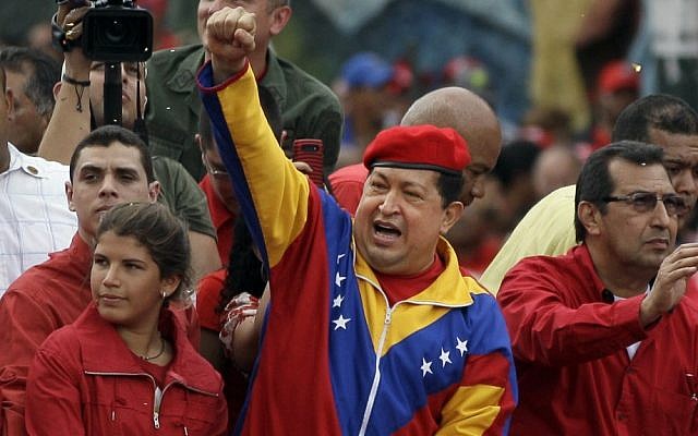 Venezuela's President Hugo Chavez launching his re-election bid earlier this month in Caracas. (photo credit: Ariana Cubillos/AP) Venezuela's President Hugo Chavez launching his re-election bid earlier this month in Caracas. (photo credit: Ariana Cubillos/AP)