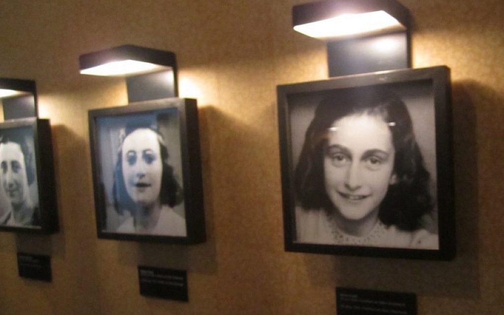 Illustrative: Portraits of Anne, her sister Margot, and mother Edith, inside the Anne Frank House in Amsterdam. (Matt Lebovic/The Times of Israel) Illustrative: Portraits of Anne, her sister Margot, and mother Edith, inside the Anne Frank House in Amsterdam. (Matt Lebovic/The Times of Israel)