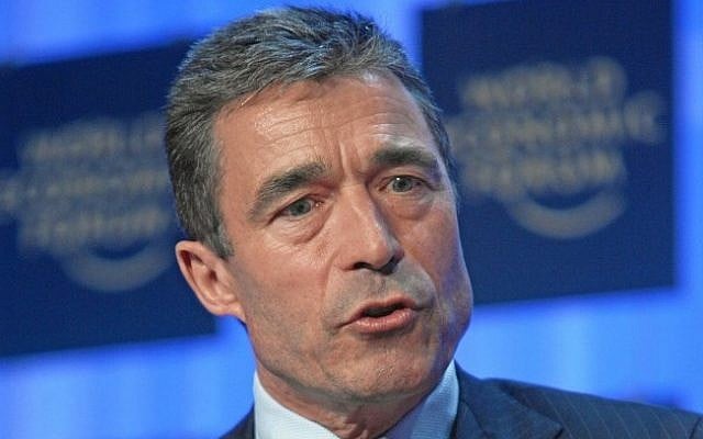 NATO Secretary General Anders Fogh Rasmussen (photo credit: CC BY Wikipedia/World Economic Forum/File)