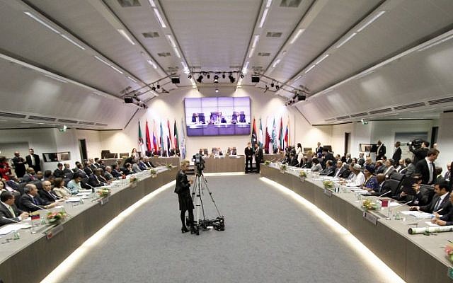 The OPEC meeting in Vienna on Thursday. (photo credit: AP/Ronald Zak) The OPEC meeting in Vienna on Thursday. (photo credit: AP/Ronald Zak)