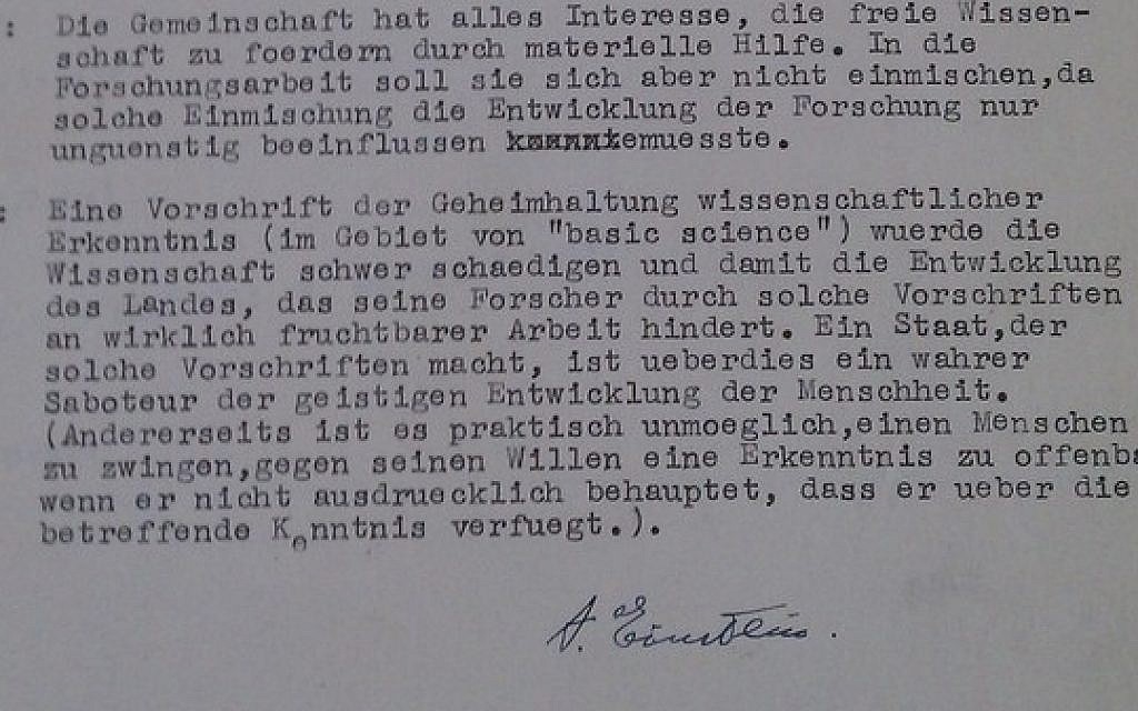 One of the signed letters Albert Einstein sent to JTA founder Jacob Landau, which will be auctioned off by Sotheby's on June 15, 2012. (photo credit: JTA Archive) One of the signed letters Albert Einstein sent to JTA founder Jacob Landau, which will be auctioned off by Sotheby's on June 15, 2012. (photo credit: JTA Archive)
