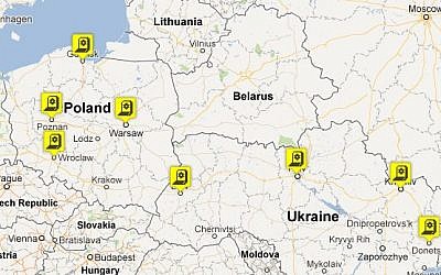 Map of the Euro1945 educational sites (screen capture from www.euro1945.com)
