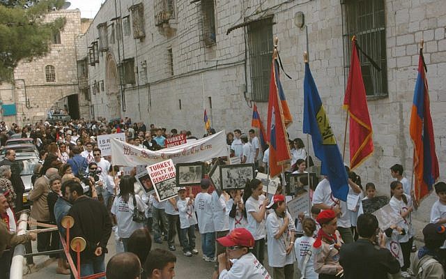 Armenians mark the anniversary of the Armenian genocide in 2007 in Jerusalem (photo credit: Yossi Zamir/Flash 90)