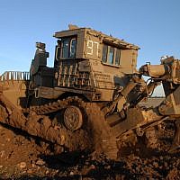 An IDF D9 bulldozers, manufactured by Catepillar. (Hamad Almakt/Flash90)