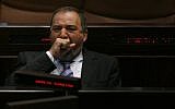 Foreign Minister Avigdor Liberman yawns during a Knesset plenary session (photo credit: Miriam Alster/Flash90)