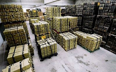 Arms seized from a Hezbollah military vessel in 2009 (photo credit: IDF/Flash90)