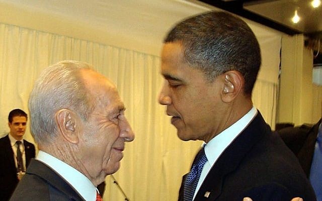 Shimon Peres, Left, and Barack Obama meeting in 2009. (photo credit: Yona Bar Tal/Flash90)