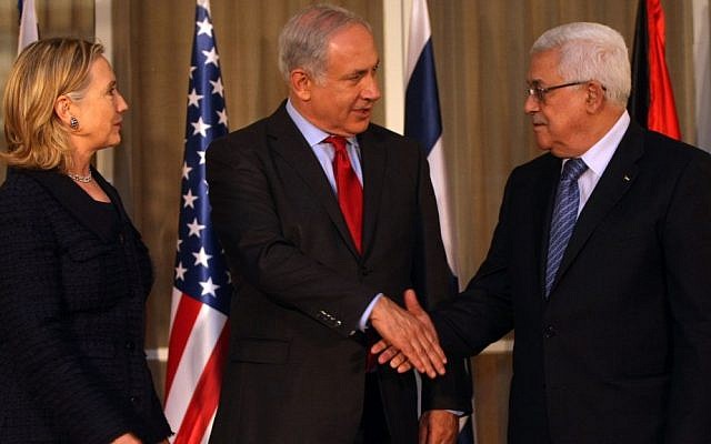 Clinton, Netanyahu and Abbas meet in Jerusalem, September 15, 2010 (photo credit: Kobi Gideon / Flash90) Clinton, Netanyahu and Abbas meet in Jerusalem, September 15, 2010 (photo credit: Kobi Gideon / Flash90)