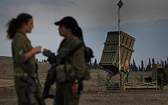 Female soldiers stationed at an Iron Dome battery, August 2011 (photo credit: Tsafrir Abayov/Flash90)