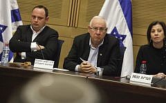Then-MK, now President Reuven Rivlin (center) at a December 2011 Knesset committee discussion regarding recognition of the Armenian genocide (photo credit: Miriam Alster/Flash90)