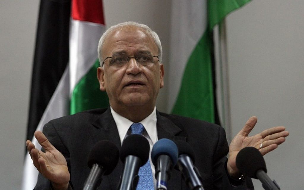 Chief Palestinian negotiator Saeb Erekat (photo credit: Issam Rimawi/Flash90)