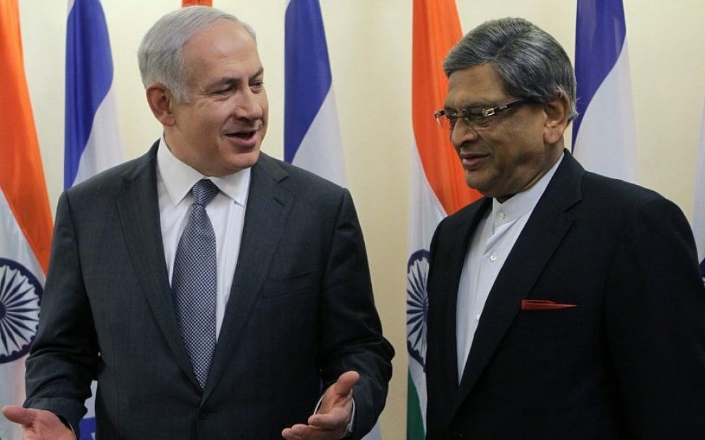Prime Minister Benjamin Netanyahu (left) meets India's Foreign Minister Somanahalli Mallaiah Krishna in Jerusalem last January (Photo credit: Alex Kolomoisky/ Pool/Flash90) Prime Minister Benjamin Netanyahu (left) meets India's Foreign Minister Somanahalli Mallaiah Krishna in Jerusalem last January (Photo credit: Alex Kolomoisky/ Pool/Flash90)