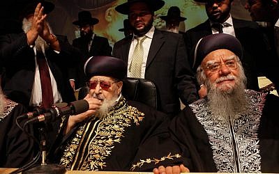 Not among the richest, yet hugely influential: Shas party spirtual leader Rabbi Ovadia Yosef, left (photo credit: Uri Lenz/Flash90)