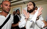 Elhanan Ostrowitz at the Jerusalem Magistrate's Court Tuesday June 26 (Miriam Alster/Flash90)