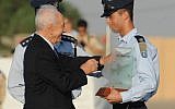 President Shimon Peres at the Israeli Air Force's graduation ceremony on Thursday.  (photo credit: Mark Neyman/GPO/Flash90)