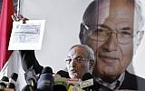 Ahmed Shafiq presents his case against the Muslim Brotherhood (photo credit: AP Photo/Amr Nabil)