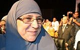 Naglaa Ali Mahmoud attends a campaign rally for her husband, Mohammed Morsi, in Cairo last month. (photo credit: AP/Ahmad Hammad)