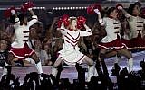 Pop icon Madonna performs at the Ramat Gan stadium near Tel Aviv on May 31, 2012. (photo credit: Ariel Schalit/AP)