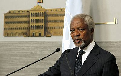 Kofi Annan, the UN-Arab League Joint Special Envoy for Syria. (photo credit: AP/Hussein Malla)