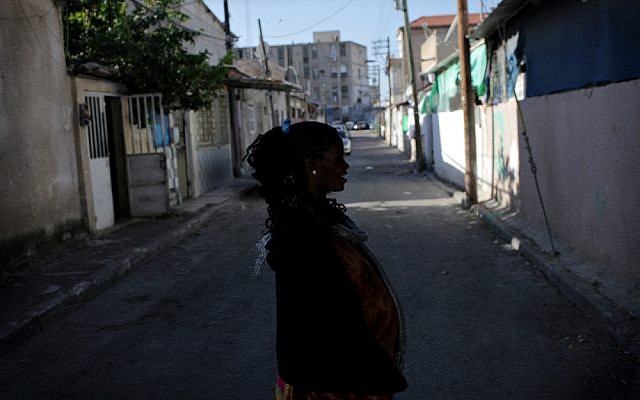A pregnant migrant woman outside a shelter in south Tel Aviv. (photo credit: Tamir Kalifa) A pregnant migrant woman outside a shelter in south Tel Aviv. (photo credit: Tamir Kalifa)