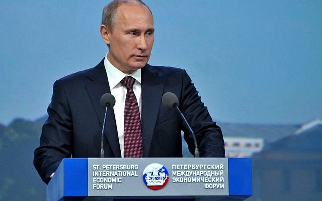 Russian President Vladimir Putin speaking at the economic forum in St. Petersburg, Russia on June 21, 2012. (photo credit: Alexei Nikolsky, Presidential Press Service, AP /RIA-Novosti,) Russian President Vladimir Putin speaking at the economic forum in St. Petersburg, Russia on June 21, 2012. (photo credit: Alexei Nikolsky, Presidential Press Service, AP /RIA-Novosti,)