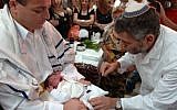 Illustrative photo of ritual Jewish circumcision. (Max Yelinson/Flash90)