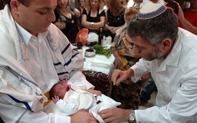 Illustrative photo of ritual Jewish circumcision. (Max Yelinson/Flash90)