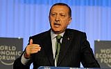 Turkish Prime Minister Recep Tayyip Erdogan speaks at the opening plenary of the World Economic Forum on the Middle East, North Africa and Eurasia in Istanbul, 2012 (photo credit: CC-BY-SA World Economic Forum/ Norbert Schiller, flickr)