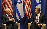 Peres and Obama in April.  Peres will receive the Presidential Medal of Freedom on Wednesday (photo credit: Moshe Milner/GPO/flash90)