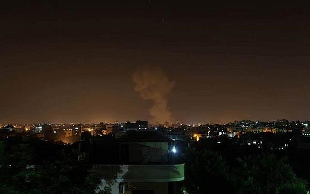 Smoke rises in Gaza after Israeli warplanes strike Hamas targets in June 2012. (photo credit: Majdi Fathi,@RichardDufek, Twitter) Smoke rises in Gaza after Israeli warplanes strike Hamas targets in June 2012. (photo credit: Majdi Fathi,@RichardDufek, Twitter)